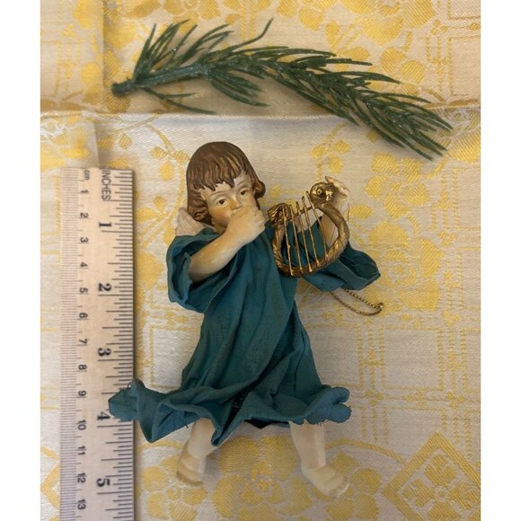 Set Of 2 Vintage Angel Christmas Ornaments Harps Renaissance Style Italy Paper M - Picture 3 of 7